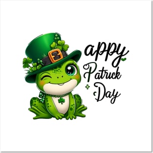 St Patricks Day Frog Face Saint Pattys Paddys Men Women Kids Posters and Art